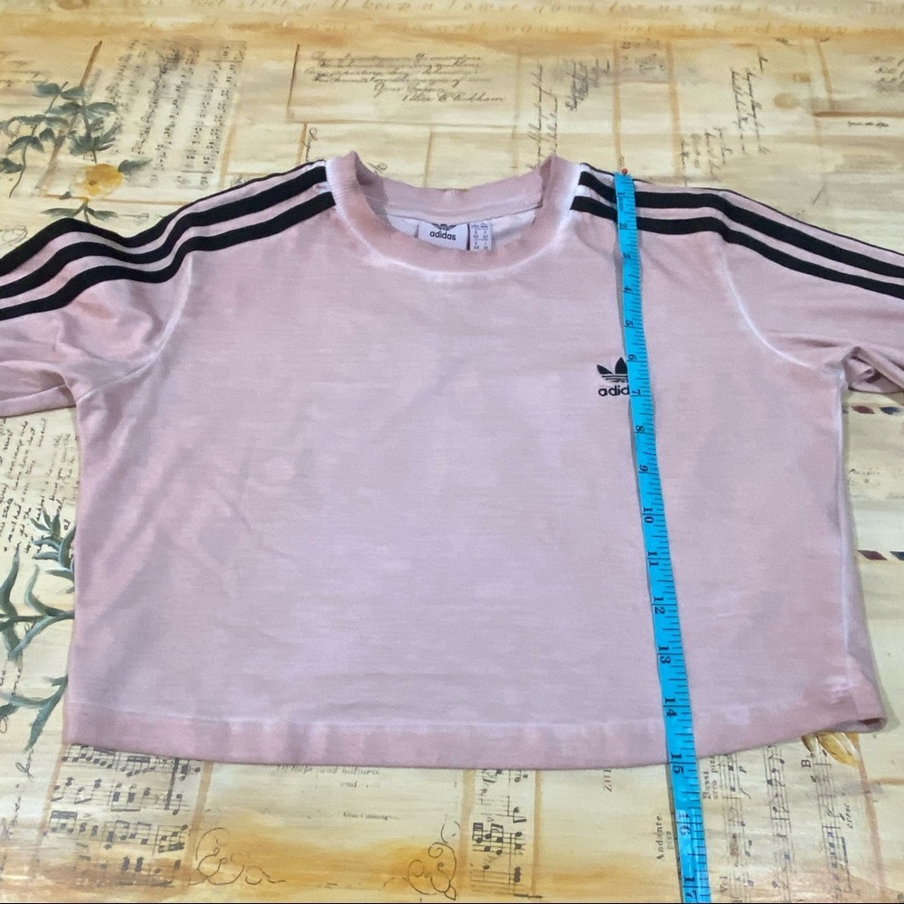 ADIDAS Dusty Pink Tie Dye 3 Stripe Crop Top Shirt. Size M - Picture 5 of 9